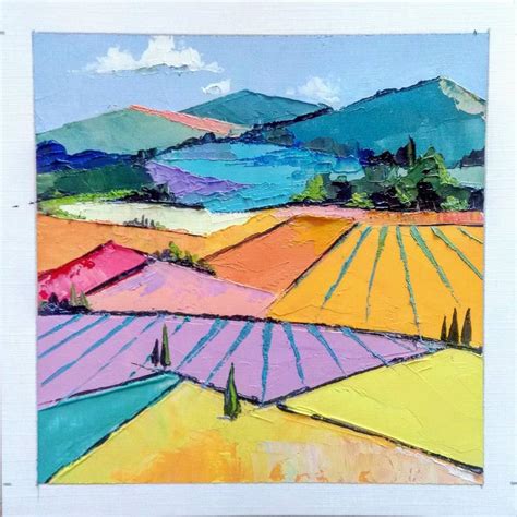 Fields in october 2019 Painting by Chen Xi | Saatchi Art