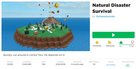 Natural Disaster Survival has hit over 1 billion visits. : r/roblox