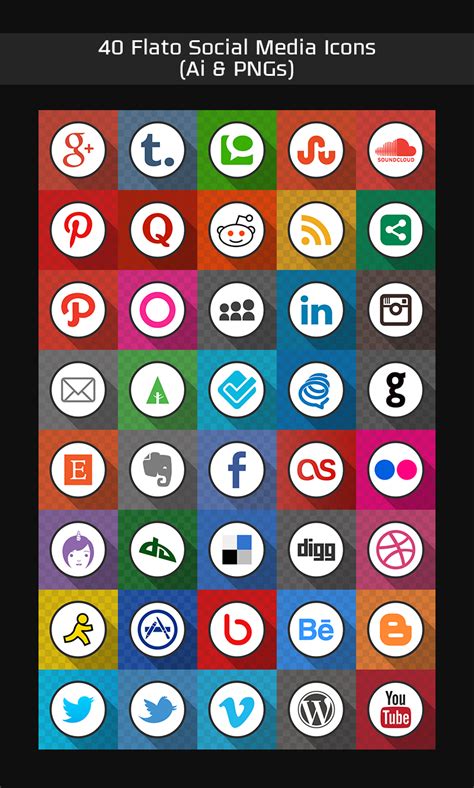 40 Free Flato Social Media Icons (PNGs & Ai File)
