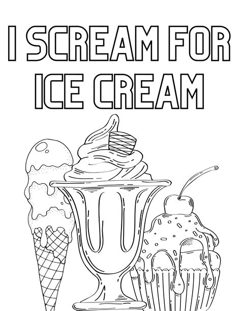 Free Ice Cream Coloring Pages for Kids and Adults