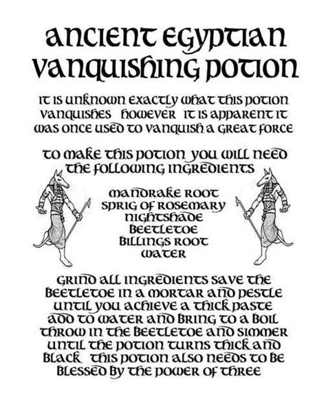 Ancient Egyptian Vanquishing Potion (Printable Spell Pages) | Spell ...