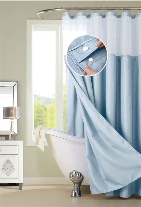 Dainty Home Complete Waterproof Shower Curtain with Detachable Liner in Sky Blue - Walmart.com ...