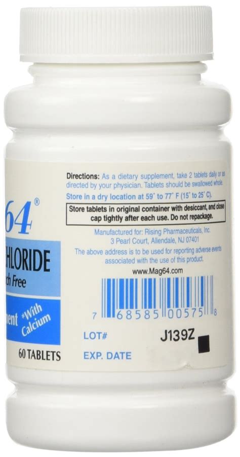 NEW MAG 64 MAGNESIUM CHLORIDE WITH CALCIUM 60 TABLETS (3 Bottles = 180 ...