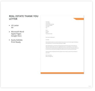 Free Real Estate Thank You Letter Template - LetterHUB