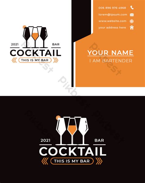 Bartender Business Minimalist Business Card Template | PSD Free Download - Pikbest