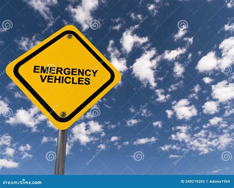 Emergency Vehicles Traffic Sign Stock Image - Image of lane, bulb ...