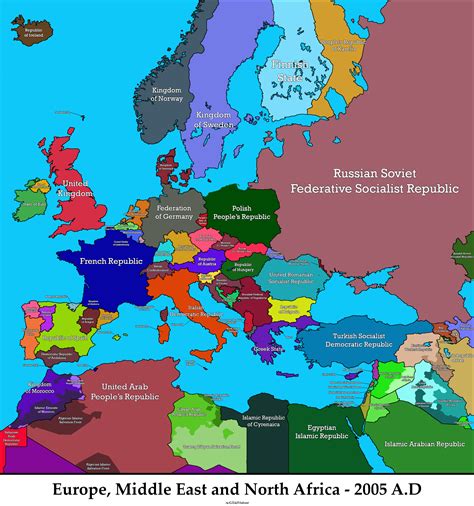 An alternative map of Europe and MENA - 2005 : imaginarymaps