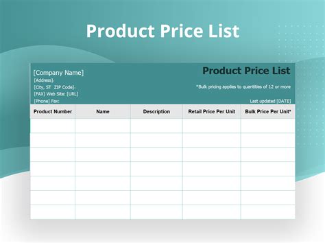 EXCEL of Product Price List.xlsx | WPS Free Templates