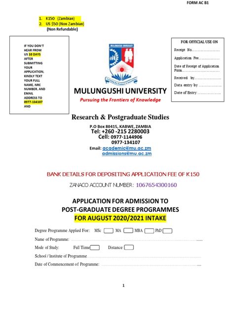 Mulungushi University: Research & Postgraduate Studies | PDF ...