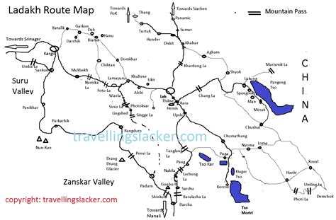 Ladakh Map, India (Tourist Routes to Leh, Nubra, Changthang, Kargil, Zanskar ) | The Travelling ...