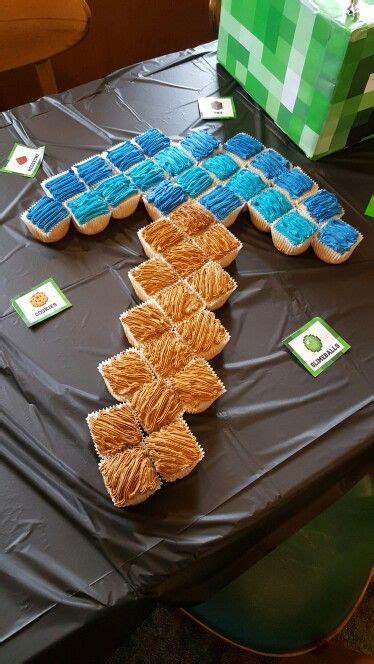 Pickaxe cake | Minecraft birthday decorations, Minecraft birthday cake, Minecraft birthday