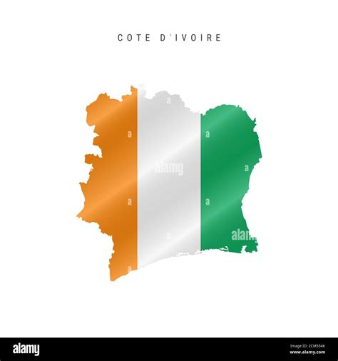 Detailed waving flag map of Cote dIvoire or Ivory Coast. map with ...