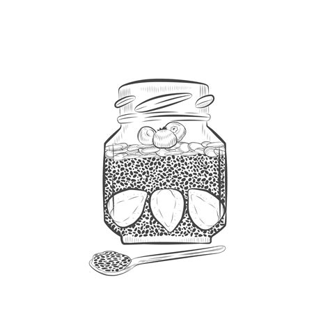 Chia pudding with berries in glass jar vector sketch. 5375786 Vector Art at Vecteezy