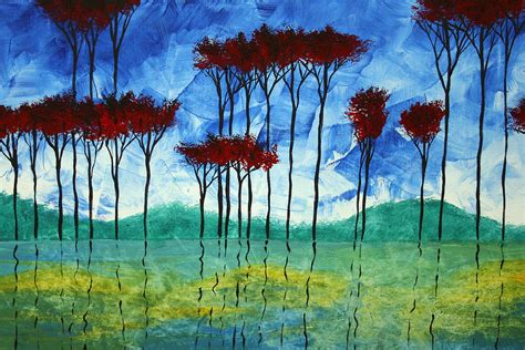 Abstract Art Original Landscape Painting REFLECTIVE BEAUTY by MADART Painting by Megan Duncanson ...