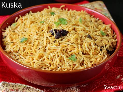 Biryani Rice Recipe | Kuska Rice - Swasthi's Recipes