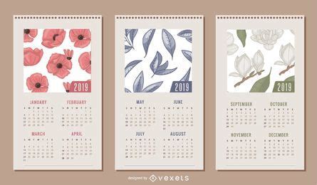 Floral Calendar Design Vector Download