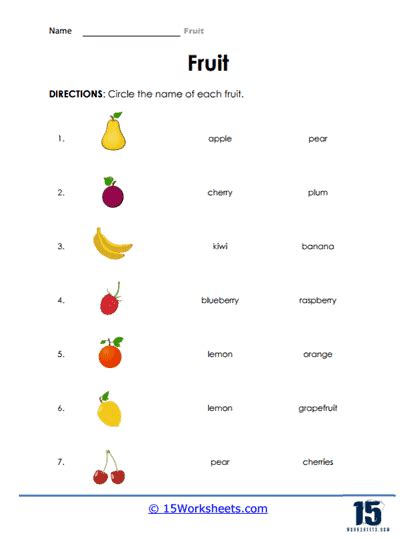 Fruit Worksheets - 15 Worksheets.com