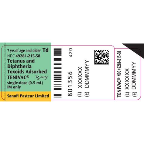 Tenivac Tetanus/Diphtheria Toxoid Adsorbed Vaccine, 0.5mL Prefilled Syringe | Bound Tree