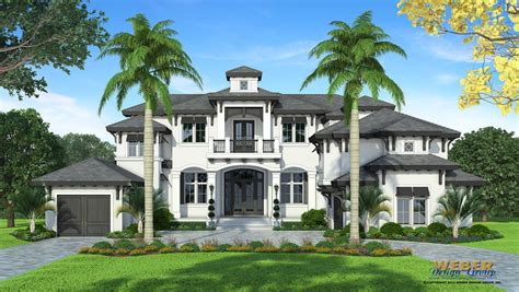 Coastal House Plan: Luxury 2 Story West Indies Home Floor Plan | Florida house plans, Coastal ...