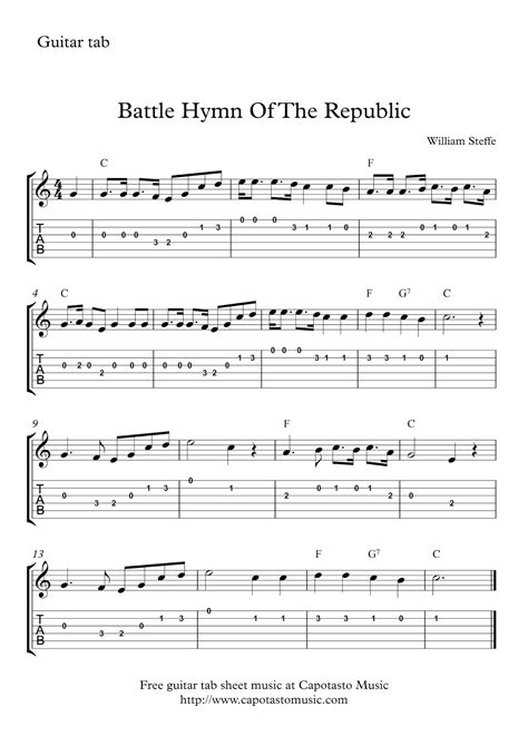 Battle Hymn Of The Republic | Free guitar tab sheet music