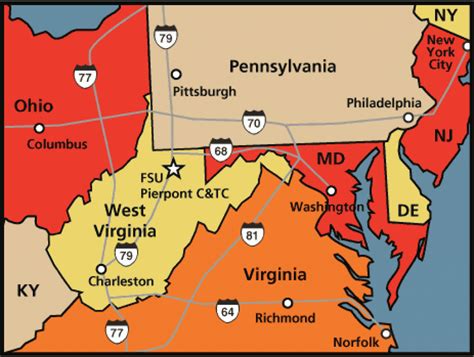 Map Of Virginia And Surrounding States - Printable Map