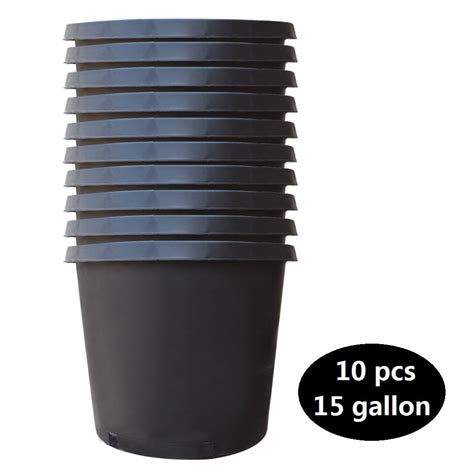 10-Pcs Black 15 Gallon Circular Seedling Pots Plastic Plant Pots ...