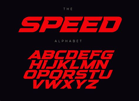 Speed letters set. Red race font. Italic bold racing style vector latin ...