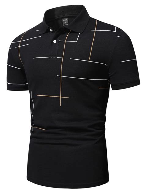 Men Striped Print Polo Shirt | Poloshirt, Tops, Mouwen