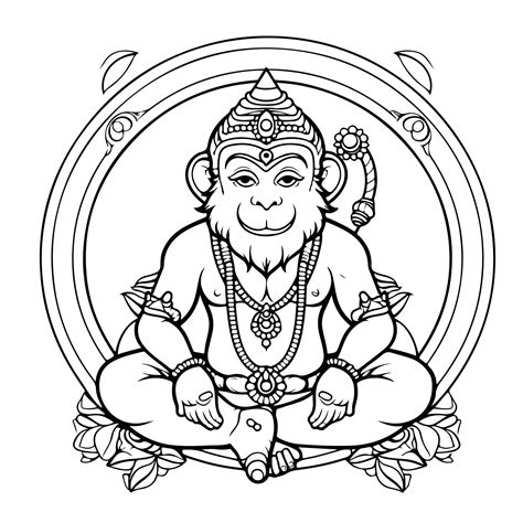 Premium Vector | Coloring page line drawing Happy Hanuman Jayanti wishes day