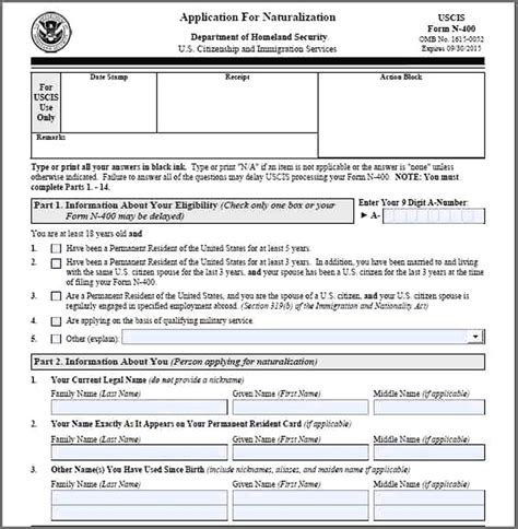 The Personal Information That You Need to Fill In Pdf Form N-400 - Free Job Application Form