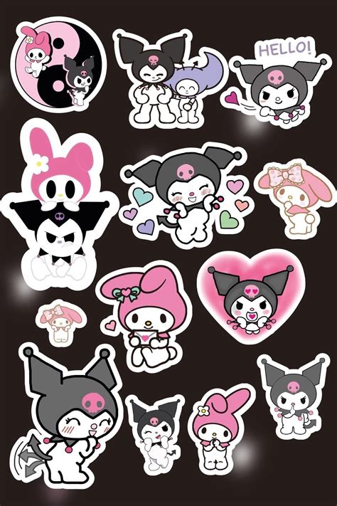 Anime Marketi Anime Sanrio Kuromi Kawaii Temalı Sticker Etiket Seti - Laptop Telefon Notebook ...