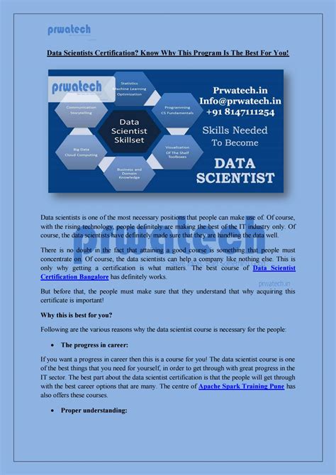 Data scientists certification know why this program is the best for you by Prwatech - Issuu