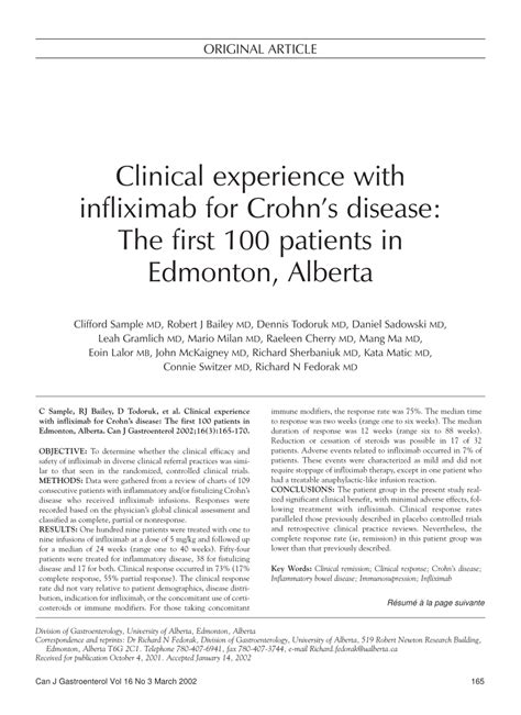 (PDF) Clinical Experience with Infliximab for Crohn’s Disease: The ...