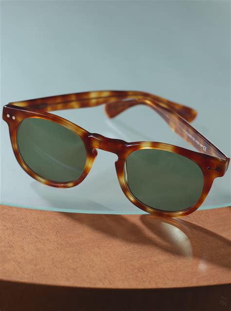 Semi-round Sunglasses in Amber with Green Lenses - The Ben Silver ...