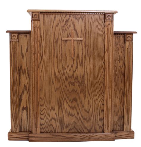 Church Wood Pulpit with Cross, Fluting and Scrollwork 900 – Podiums Direct