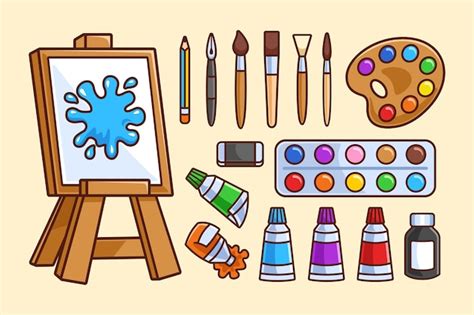 Premium Vector | Artistic Painting Tools Collection set