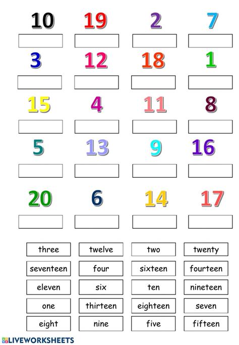 Identifying Numbers 1 20 Worksheets