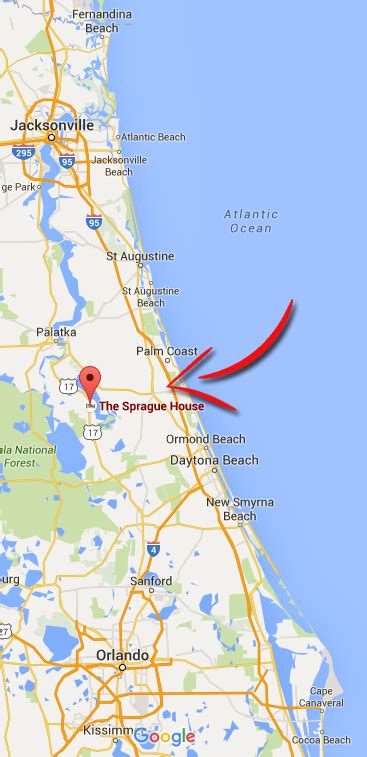 Directions and Maps | The Sprague House Bed and Breakfast Inn | Crescent City | Florida