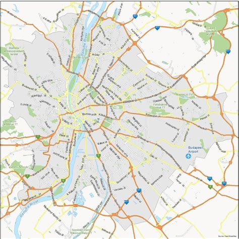 Map of Budapest, Hungary - GIS Geography