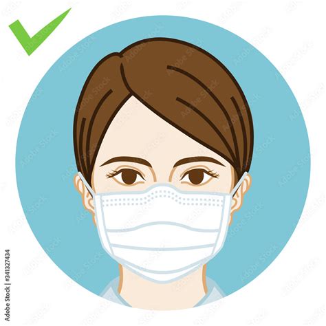 Young woman wearing a face mask correctly - front view, circular clip art Stock Vector | Adobe Stock