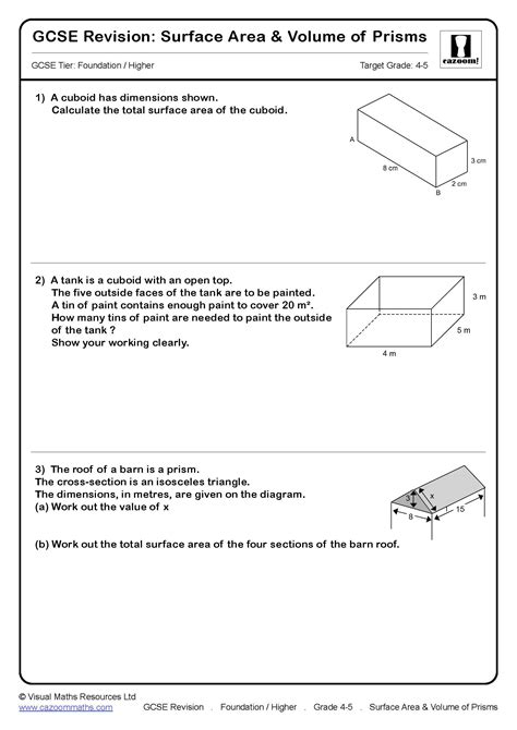 Surface Area & Volume of Prisms GCSE Questions | GCSE Revision Questions