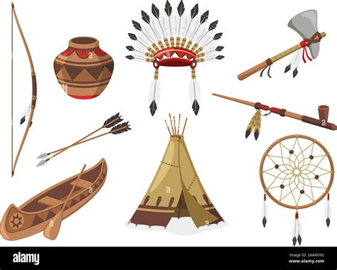 Los Indígenas Americanos Nativos Indios Nativos cultura tribal, ilustración vectorial de dibujos ...