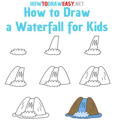 How to Draw a Waterfall for Kids - Draw for Kids