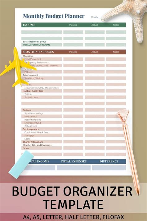 Budget Organizer Template, Planner Design Layout, Diy Budget Planner ...