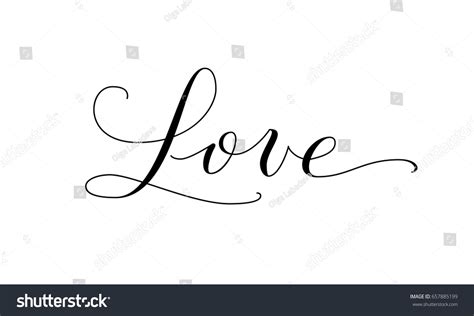 Love Word Hand Written Custom Calligraphy Stock Vector 657885199 - Shutterstock