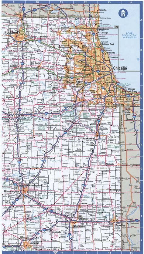 Map of Illinois Northern,Free highway road map IL with cities towns ...