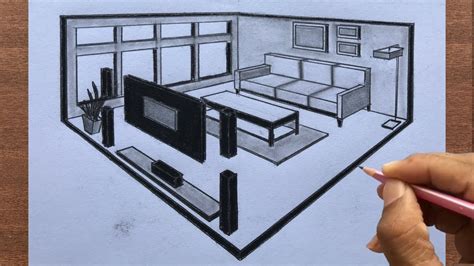 How to Draw a Room in 2-Point Perspective Step by Step - YouTube