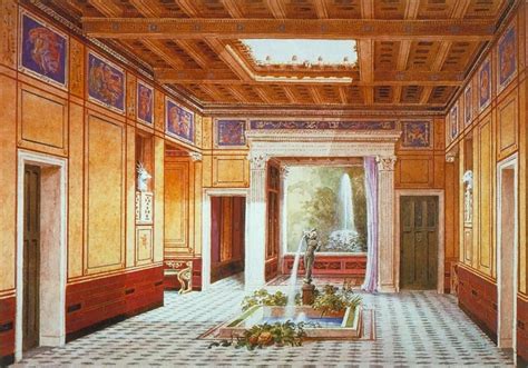 Artistic re-creation of an impluvium of a Roman house | Ancient roman houses, Roman house ...