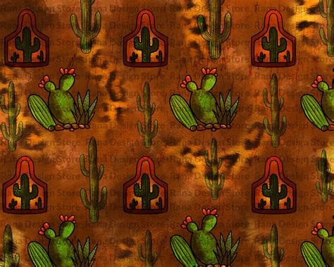 Cactus Background Western Backgroundcactus Designleopard | Etsy