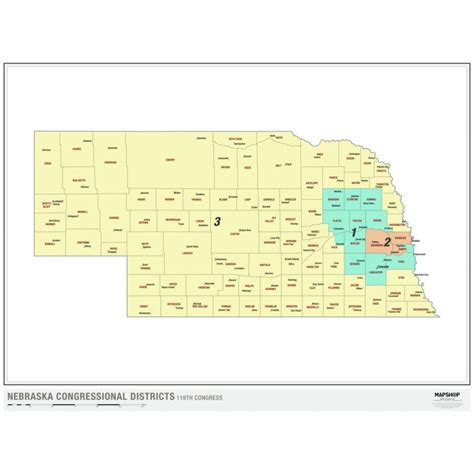 Nebraska 2024 Congressional Districts Wall Map by MapShop - The Map Shop